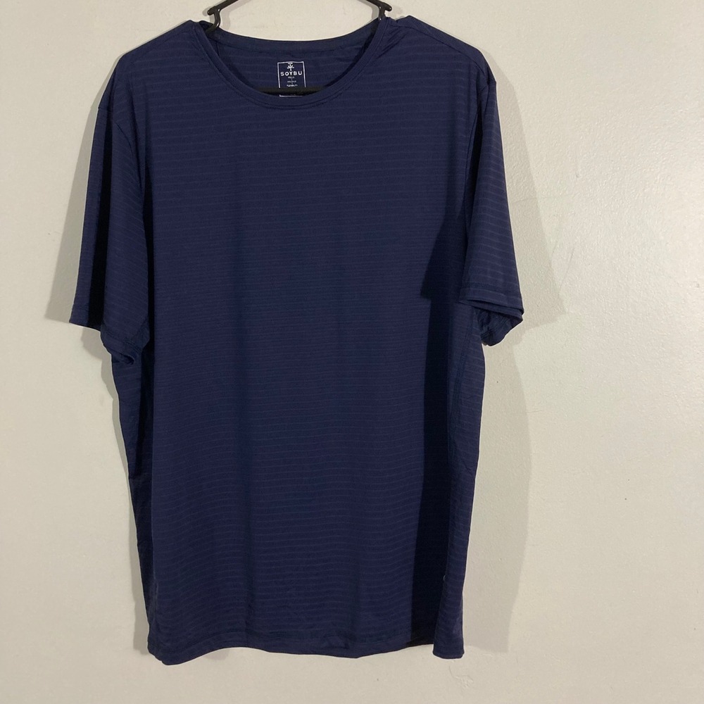 Soybu Performance T-Shirt Mens Large Navy Blue Micro-Stripe Athletic